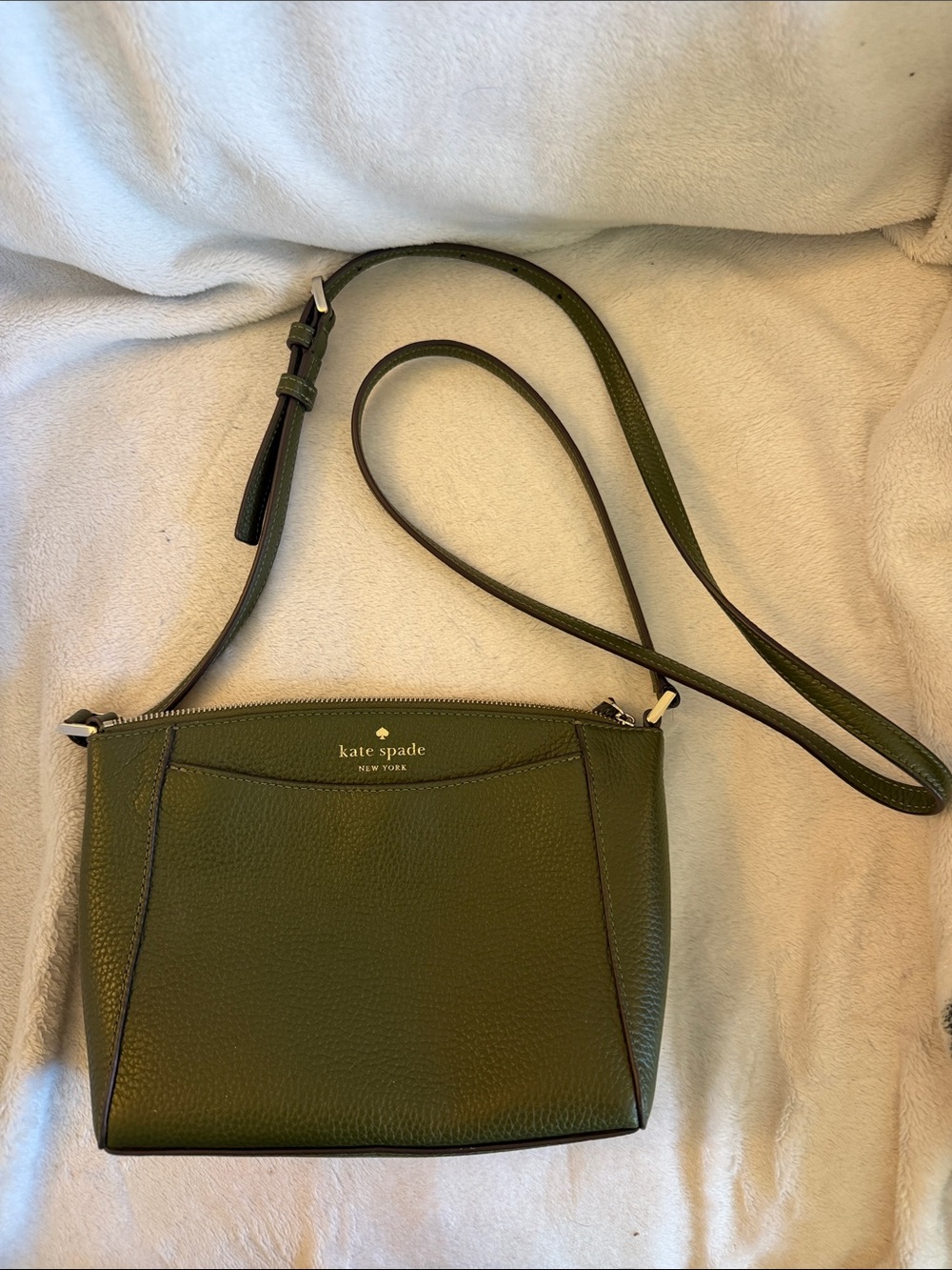kate spade Olive Green Pebbled Leather Crossbody